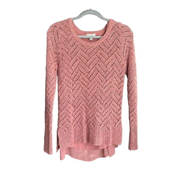 Lucky Brand Tops - Lucky Brand Long Sleeve Knit Top with Sheer Lining Dusty Rose Color Sz- Med